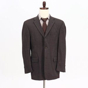 Jos. A. Bank 43R Brown Solid 2-Button Sport Coat Blazer Jacket B797